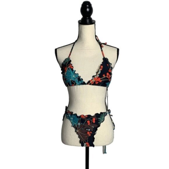 NWT Relleciga Leaf Pattern Two Piece Bikini Set - Picture 1 of 13